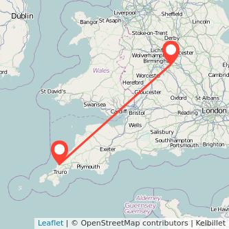 Newquay Coventry train map