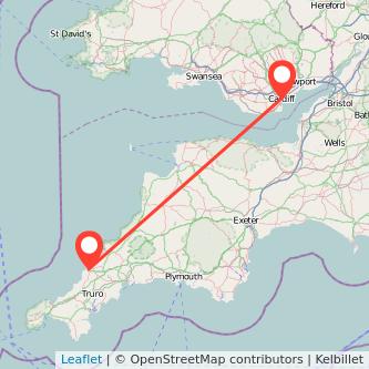 Newquay Cardiff train map