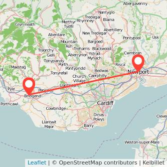 Newport Bridgend train map