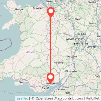 Newport Wrexham train map