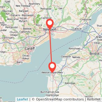 Newport Weston-super-Mare train map