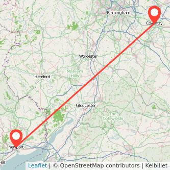 Newport Coventry train map