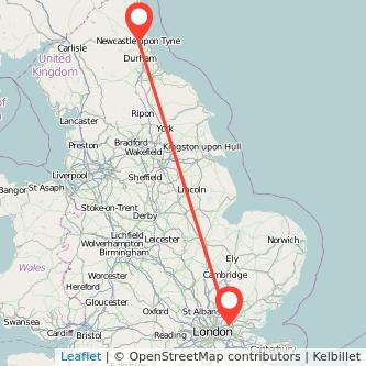 Newcastle upon Tyne Romford train map