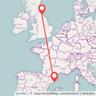 Newcastle upon Tyne Barcelona bus map