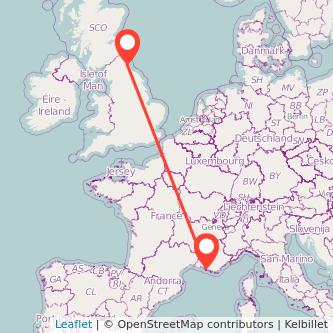 Newcastle upon Tyne Marseille bus map