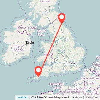 Newcastle upon Tyne Truro train map