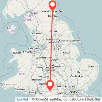 Newcastle upon Tyne Swindon train map