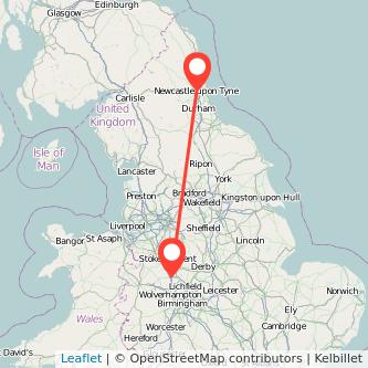 Newcastle upon Tyne Stafford train map