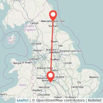 Newcastle upon Tyne Solihull train map