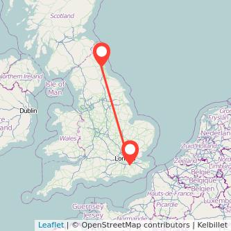 Newcastle upon Tyne Sevenoaks train map