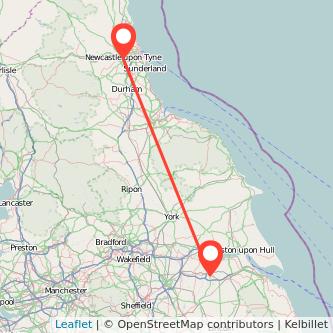 Newcastle upon Tyne Scunthorpe train map