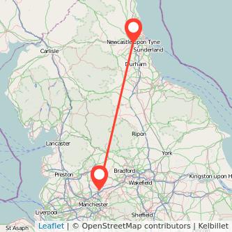 Newcastle upon Tyne Rochdale train map