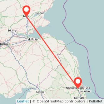 Newcastle upon Tyne Perth train map