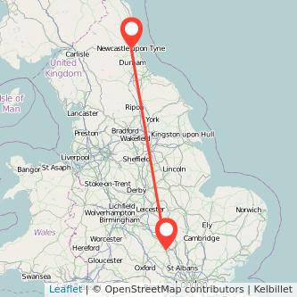Newcastle upon Tyne Milton Keynes train map