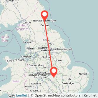 Newcastle upon Tyne Market Harborough train map