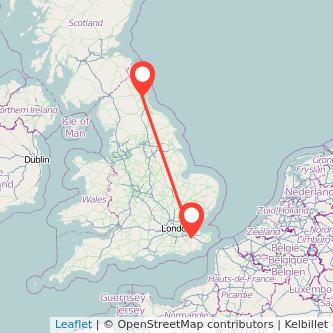 Newcastle upon Tyne Maidstone train map