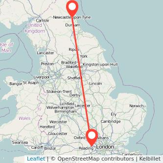 Newcastle upon Tyne Maidenhead train map