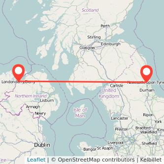 Newcastle upon Tyne Derry flight map