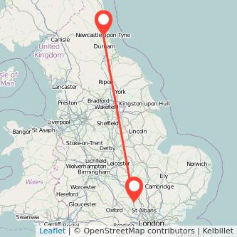 Newcastle upon Tyne Leighton Buzzard train map