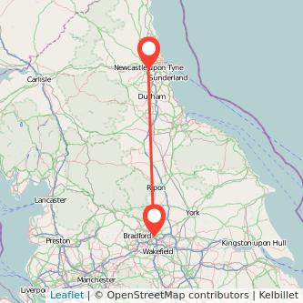 Newcastle upon Tyne Leeds bus map