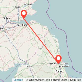 Newcastle upon Tyne Kirkcaldy train map