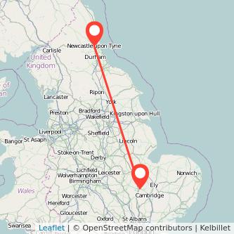 Newcastle upon Tyne Huntingdon train map