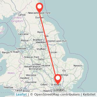 Newcastle upon Tyne Hatfield bus map