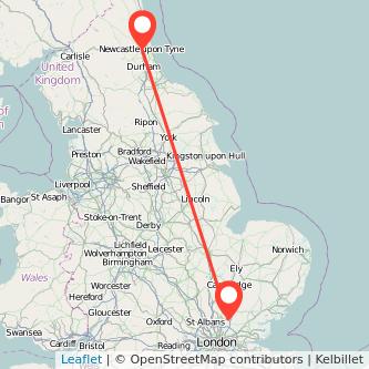 Newcastle upon Tyne Harlow train map