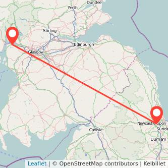 Newcastle upon Tyne Greenock train map