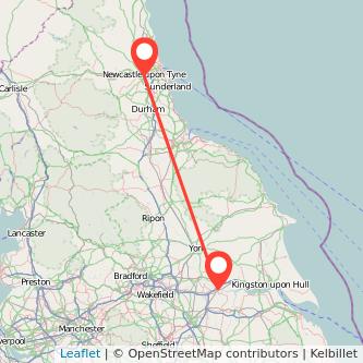 Newcastle upon Tyne Goole train map