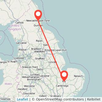 Newcastle upon Tyne Ely train map