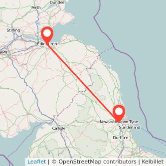 Newcastle upon Tyne Edinburgh train map