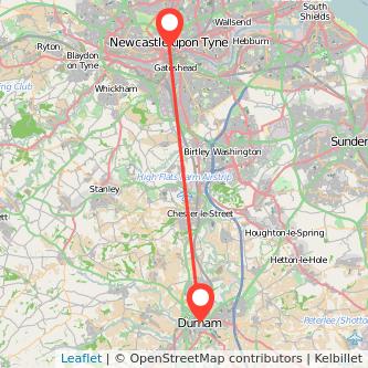 Newcastle upon Tyne Durham bus map