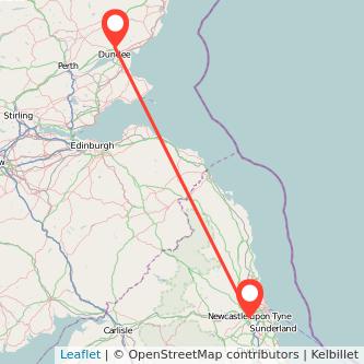 Newcastle upon Tyne Dundee train map