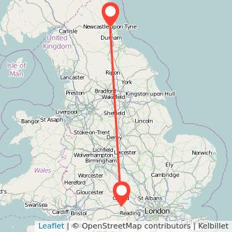 Newcastle upon Tyne Didcot train map