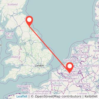 Newcastle upon Tyne Brussels train map