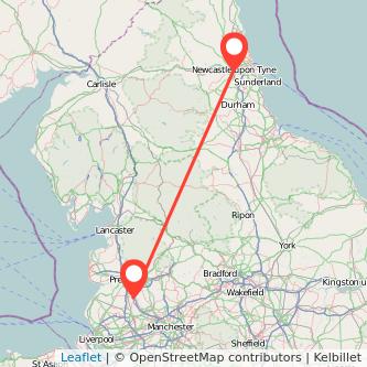 Newcastle upon Tyne Chorley bus map