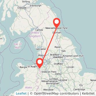 Newcastle upon Tyne Chester train map