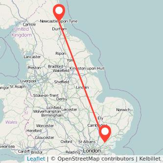 Newcastle upon Tyne Chelmsford train map