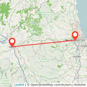 Newcastle upon Tyne Carlisle bus map