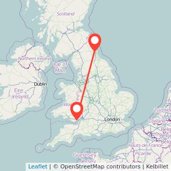 Newcastle upon Tyne Cardiff train map