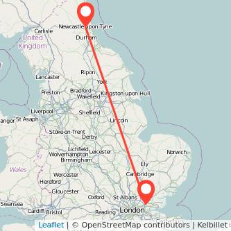 Newcastle upon Tyne Brentwood train map