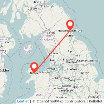 Newcastle upon Tyne Bangor train map