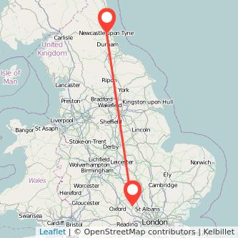 Newcastle upon Tyne Aylesbury train map