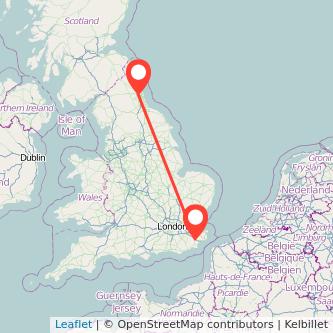 Newcastle upon Tyne Ashford train map