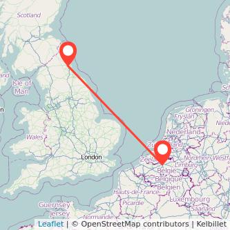 Newcastle upon Tyne Antwerp train map