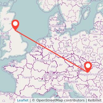 Newcastle upon Tyne Budapest train map