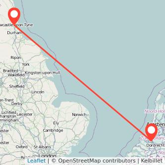 Newcastle upon Tyne Rotterdam train map