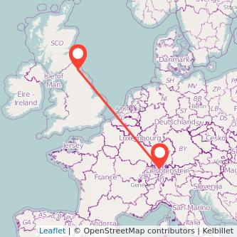 Newcastle upon Tyne Zurich train map