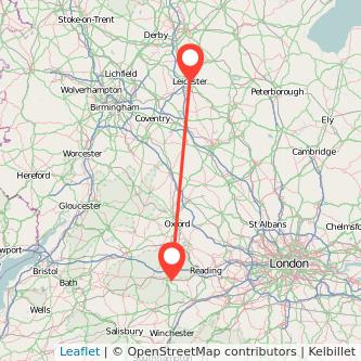 Newbury Leicester train map